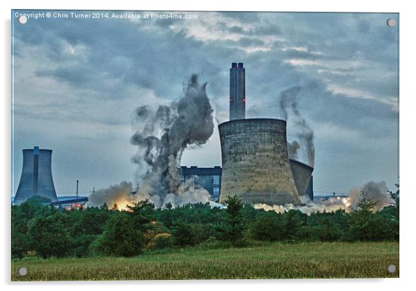  Didcot Power Station - South Towers Demolition Acrylic by Chris Turner