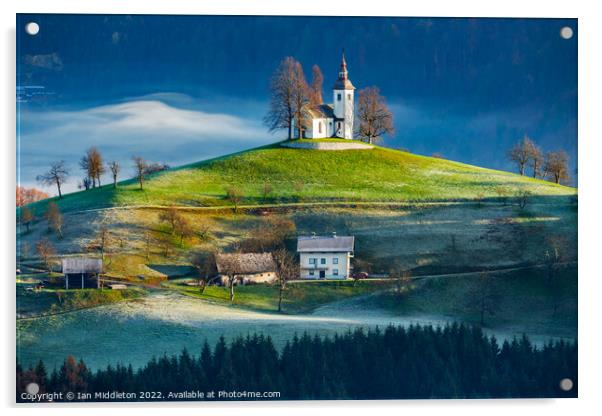Church of Saint Thomas in the Skofja Loka Hills Acrylic by Ian Middleton