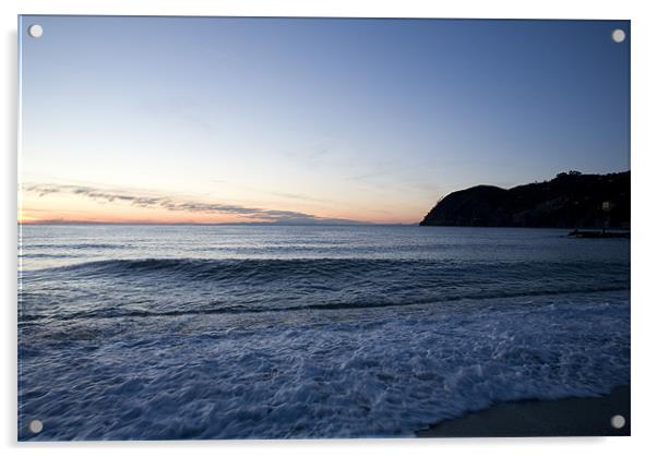 Levanto Beach sunset Acrylic by Ian Middleton