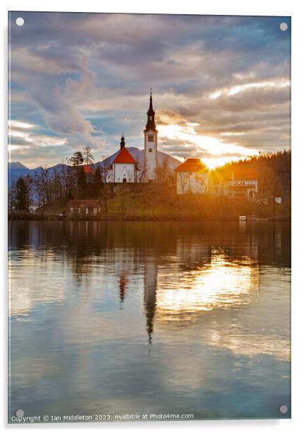 Sunrise at Lake Bled Acrylic by Ian Middleton