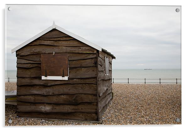 Beach hut at Kingsdown Acrylic by Ian Middleton