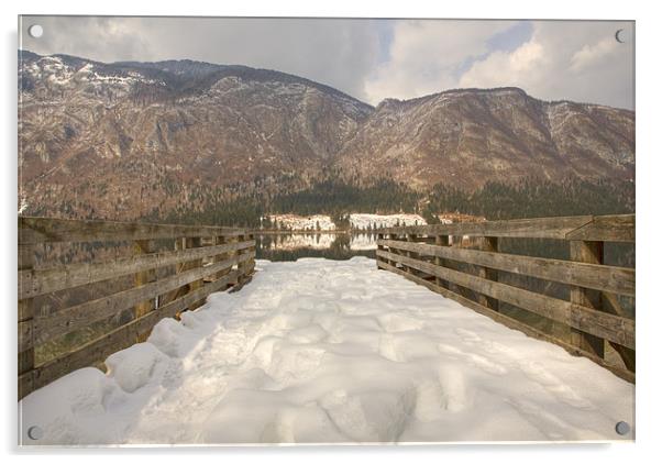 Snowy alpine lake Acrylic by Ian Middleton