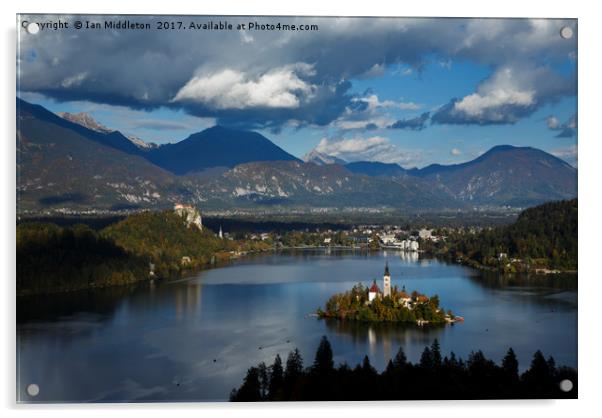 View of Lake Bled from Ojstrica Acrylic by Ian Middleton