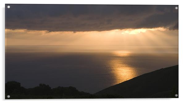 Exmoor coast at sunset Acrylic by Ian Middleton