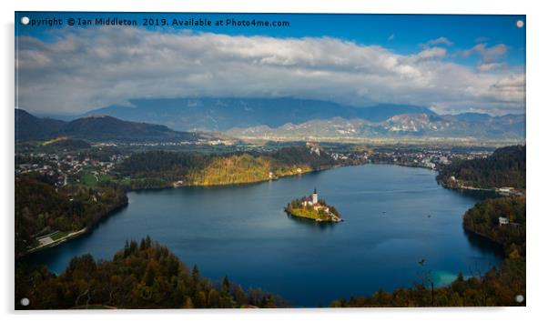 View of Lake Bled from Mala Osojnica Acrylic by Ian Middleton