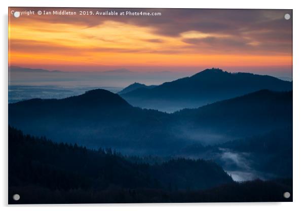 Sunrise view across to Sv Jost from the Jamnik Hil Acrylic by Ian Middleton