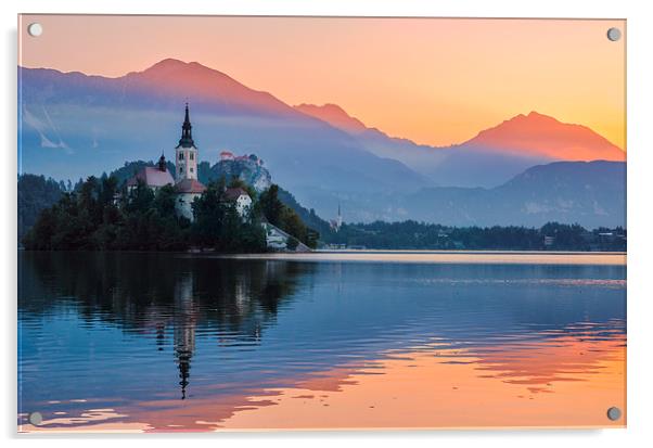  Two colors of Lake Bled Acrylic by Sergey Golotvin