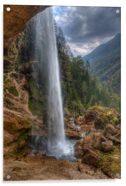 Pericnik waterfall in Slovenia Acrylic by Sergey Golotvin