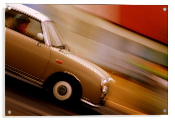 Nissan Figaro Car Motion Abstract Acrylic by patrick dinneen