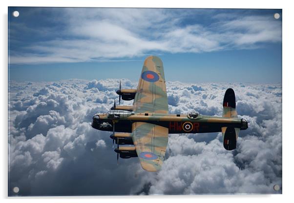 Lancaster Bomber above the clouds Acrylic by Oxon Images
