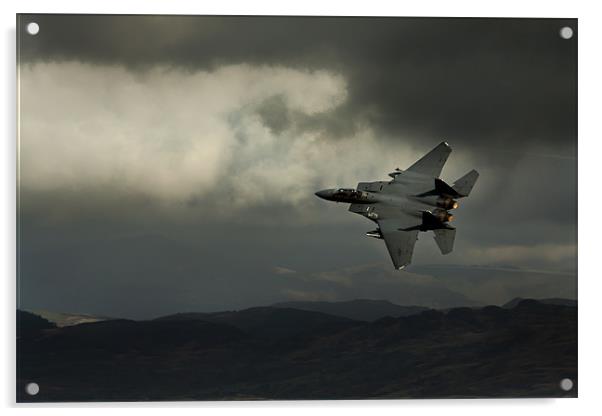 F15 in stormy sky Acrylic by Oxon Images