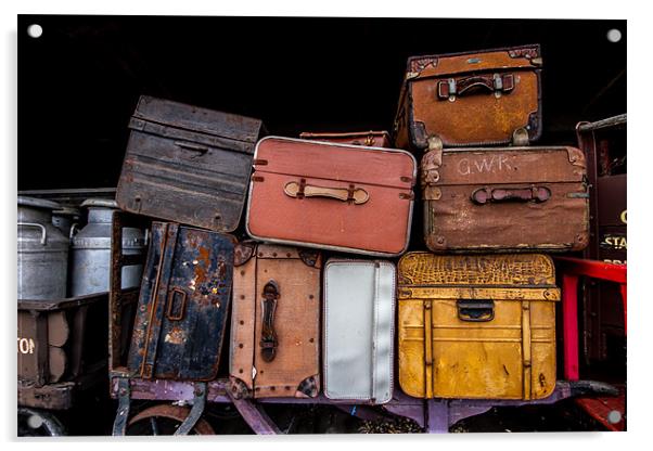 Suitcases in Rail Station Acrylic by Oxon Images