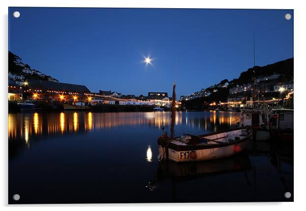 Looe Harbour at night Acrylic by Oxon Images