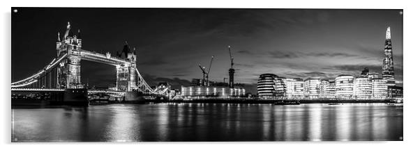 London Panoramic Black and White Acrylic by Oxon Images