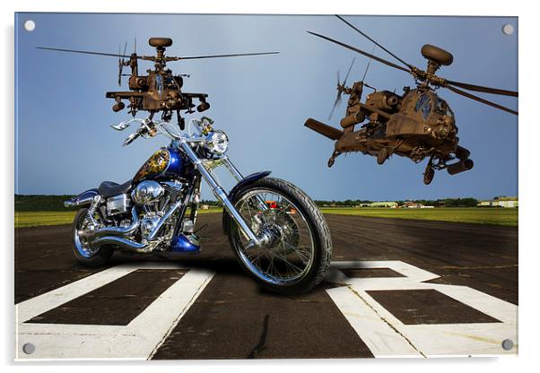 Harley Davidson and Apaches Acrylic by Oxon Images