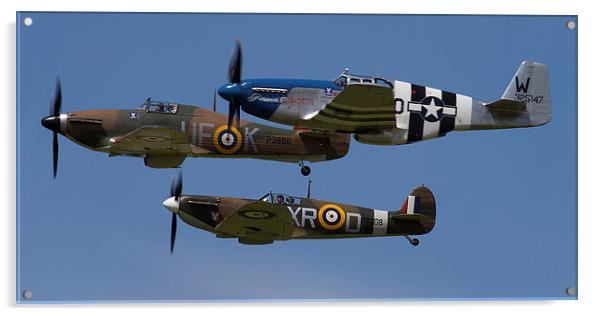 Spitfire Hurricane and Mustang Acrylic by Oxon Images