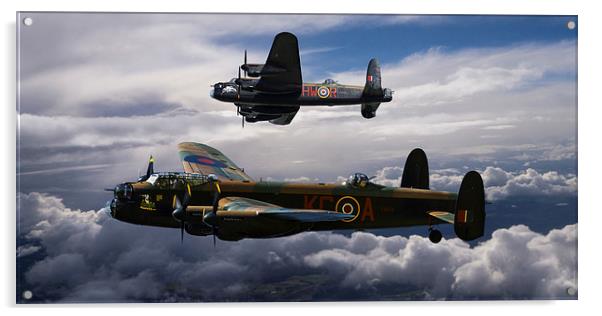 Two Lancaster Bombers One Sky Acrylic by Oxon Images