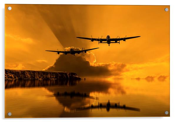 Lancasters and Sun Rays Acrylic by Oxon Images