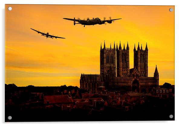 Lancasters over Lincoln Acrylic by Oxon Images
