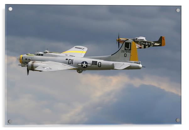  B17 and P51 Mustang Acrylic by Oxon Images