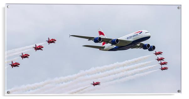 British Airways Airbus A380 with Red Arrows Acrylic by Oxon Images