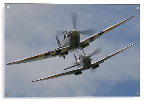 Two Spitfires in formation Acrylic by Oxon Images