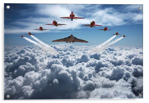  Vulcan and Red Arrows farewell flight Acrylic by Oxon Images