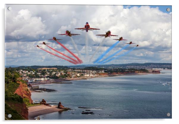 Red Arrows at Dawlish air show Acrylic by Oxon Images
