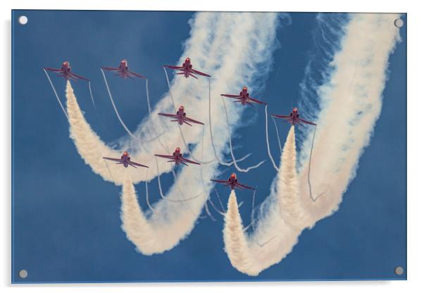 Red Arrows at Duxford Acrylic by Oxon Images
