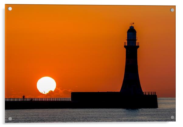 Roker Pier Sunrise Acrylic by Oxon Images