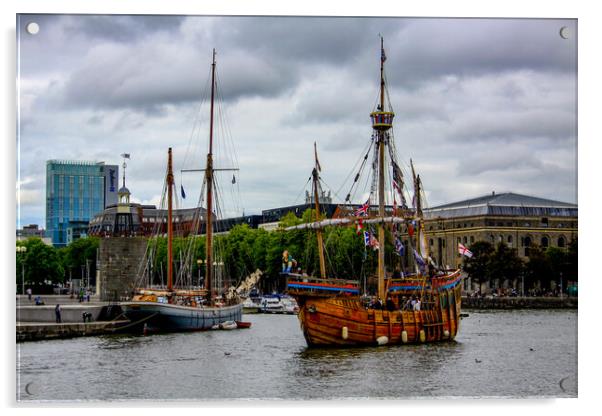 Ships in Bristol Harbour Acrylic by Oxon Images