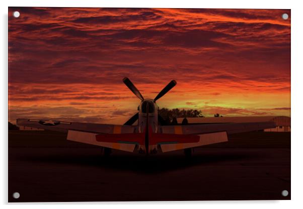 P51 Mustang Sunset Acrylic by Oxon Images