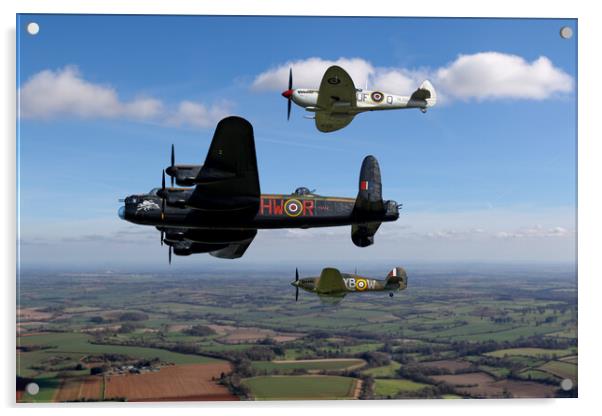 Lancaster Spitfire and Hurricane Acrylic by Oxon Images