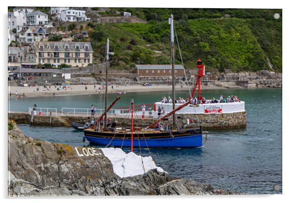 Looe Lugger Passing Looe Banjo Pier Acrylic by Oxon Images
