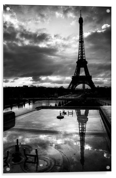 Black and White Paris Reflections Acrylic by Toon Photography