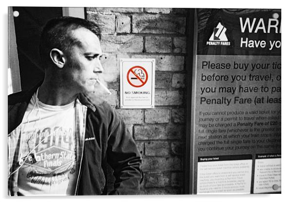 No Smoking at the Station Acrylic by Johanna Garlike
