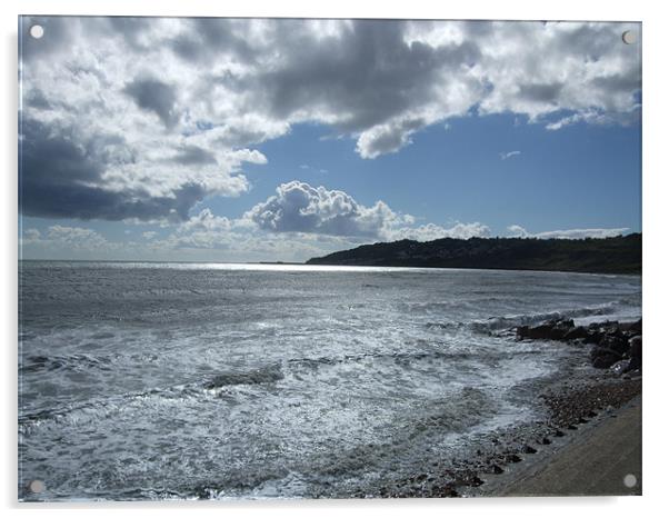 Dorset Days - Charmouth Beach Acrylic by Ginny Gregg