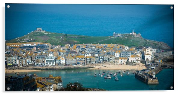 St Ives Harbour Acrylic by David Wilkins