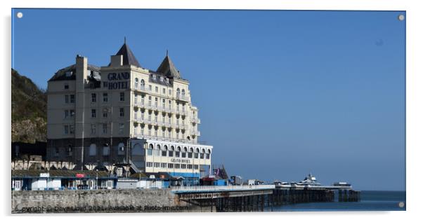 The Grand Hotel, Llandudno, and Llandudno pier. Acrylic by Dave Lloyd