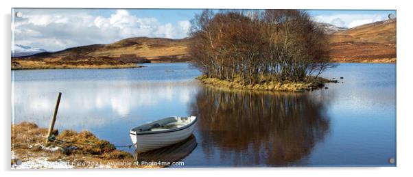 Boat in a Loch Acrylic by David Hare