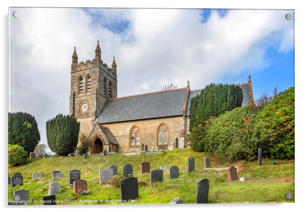 Christ Church, Parracombe, Devon. Acrylic by David Hare
