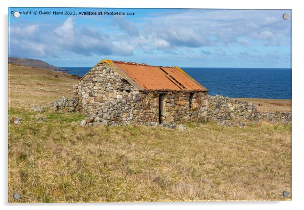 Stone Building on coast of Scotland Acrylic by David Hare