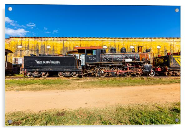 Derelict steam train, Trinidad Acrylic by David Hare
