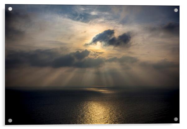 Sunset over the English Channel Acrylic by David Hare