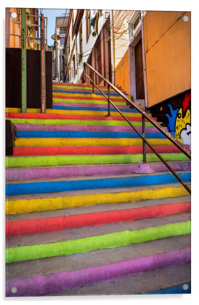 Stairs of Valparaiso Acrylic by David Hare
