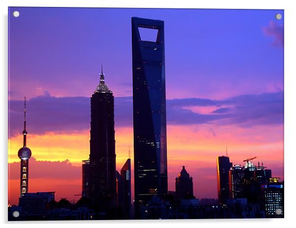 Shanghai Sunset of Pudong Acrylic by Jim Leach