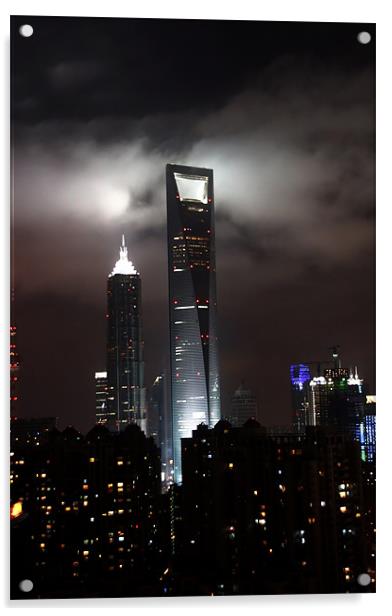 Shanghai in the clouds Acrylic by Jim Leach