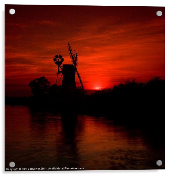 Turf Fen Sunset Acrylic by Roy Scrivener