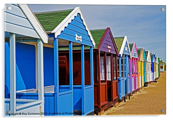 Southwold beach huts Acrylic by Roy Scrivener