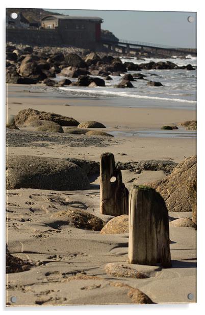 low tide sennen beach Acrylic by jon betts